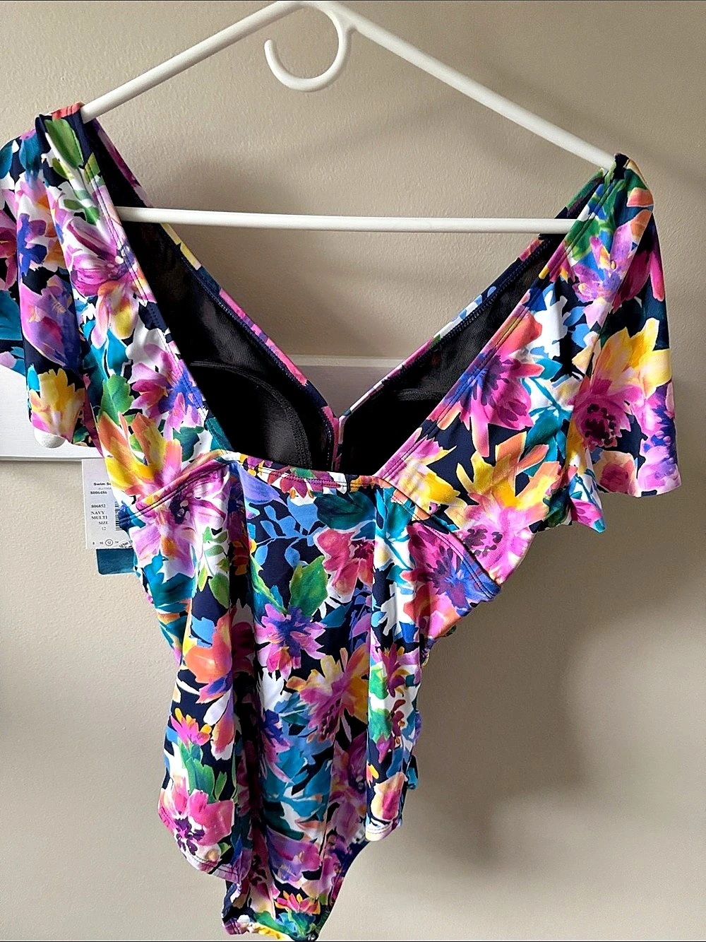 Created for Macy's Floral One-Piece Swimsuit in Blue & Pink NWT - Picture 2 of 7